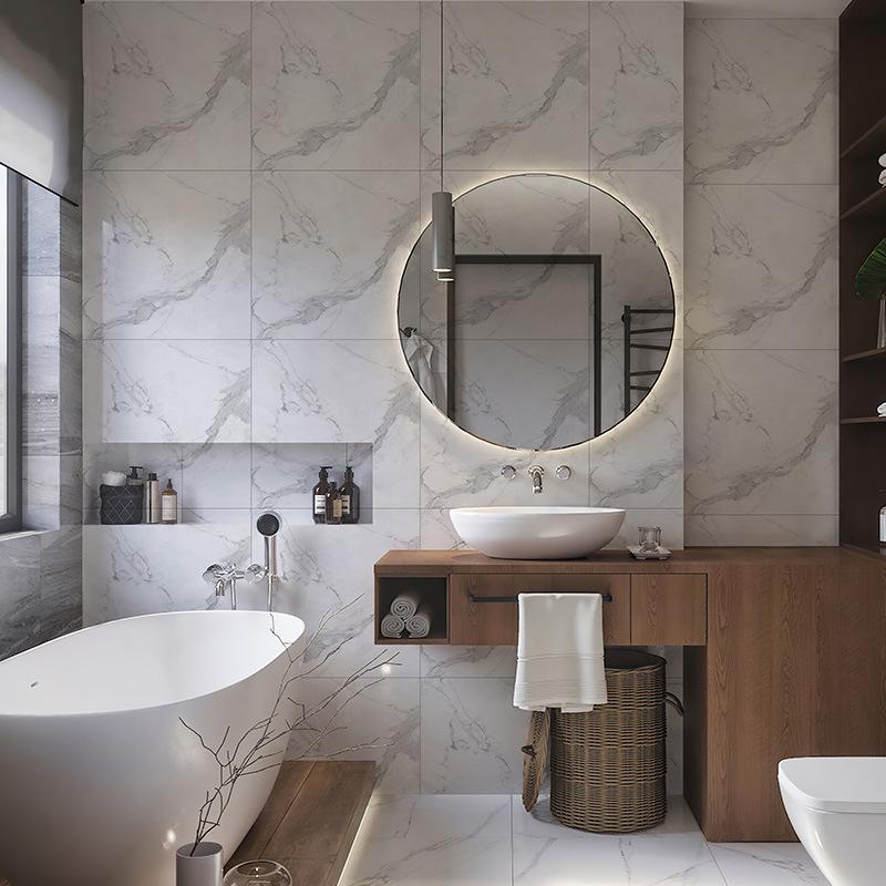 Imitation Marble Sticker Living Room Bathroom Tile Wallpaper Non-Slip Waterproof Floor Sticker Self-Adhesive