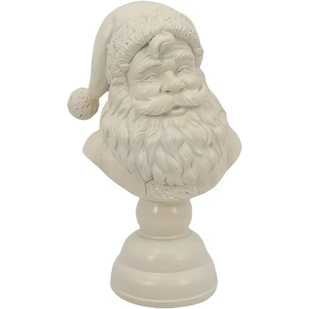 Santa Bust Figurine Craft Decoration Lightweight Christmas Statue White Ornament Compact Size Versatile Bookshelf, or