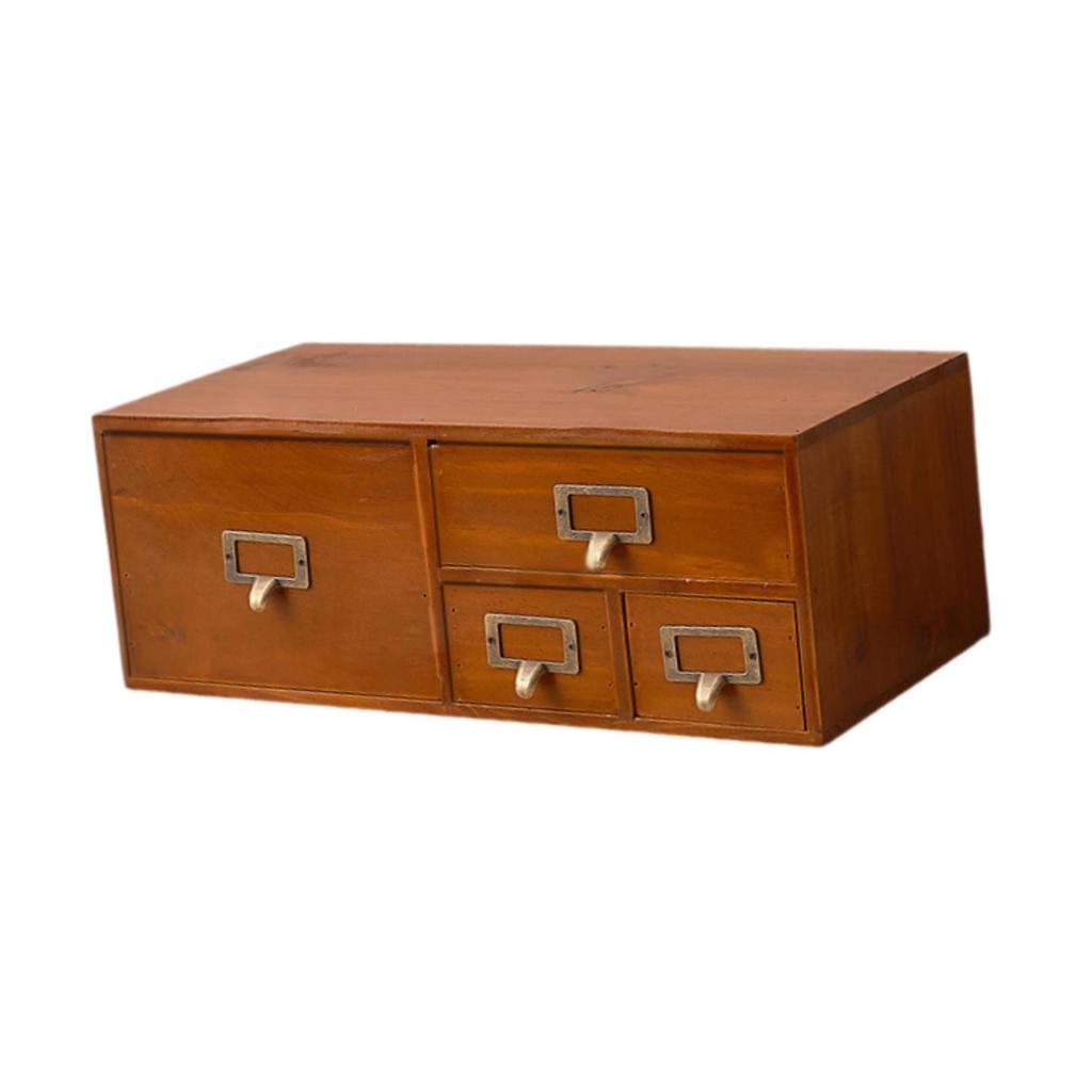 Wooden Desk Organizer with Drawers Desktop Organizer Multifunctional Organization for Cosmetics Jewelry Workspace Bathroom