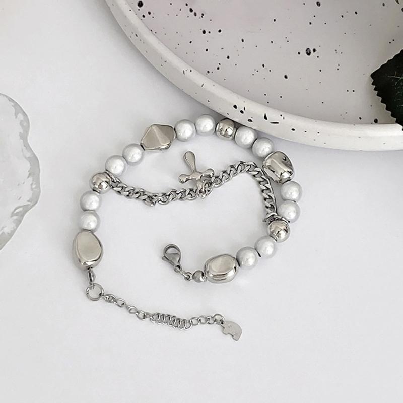 Sweet and Cool Cross Stitching Reflective Pearl Bracelet Crystal Gothic Punk Jewellery Wrist Bracelet Party Prom Gift