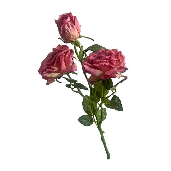 Artificial Flowers 3-Headed French Rose Realistic False Flowers Indoor Outdoor Decoration Wedding Garden Event Photography Props