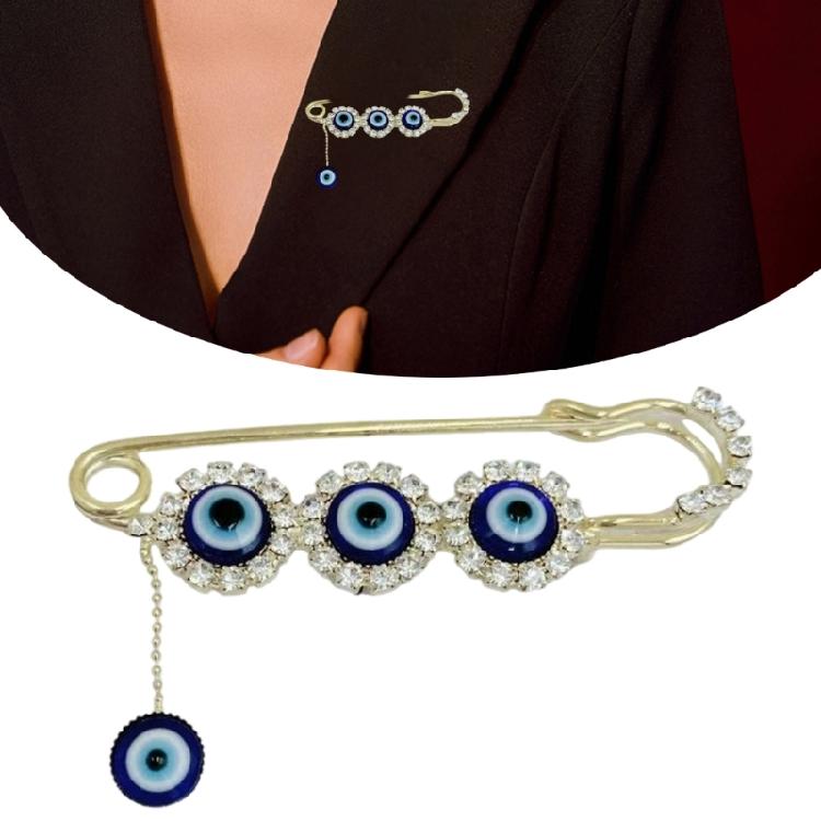 Multi Purpose Devil Eye Safety Pin For Hijab Scarf Coat Decoration Fashion Jewelry Elegant Lapel Pin Accessory