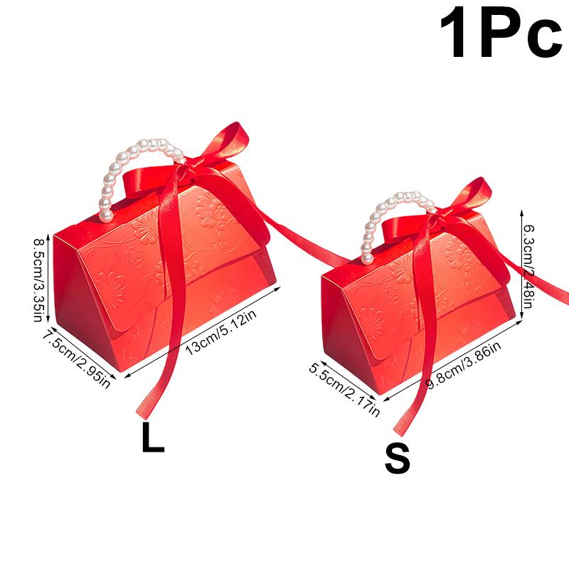

1PC Candy Box Bridal Showers Gift Boxes Giveaways With Pearl Handle Festive Easy to fold Parties Solid Color Elegant Weddings S