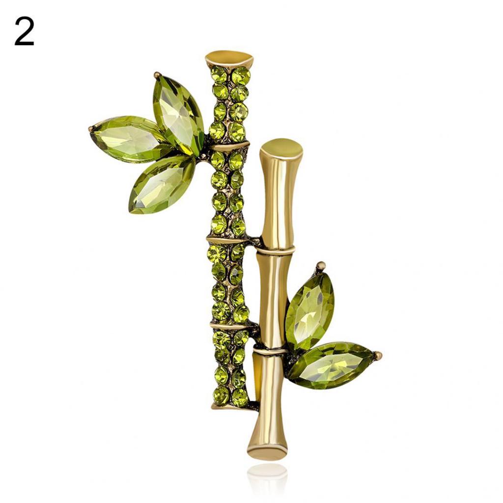 Fashion Bamboo Shape Rhinestone Brooch Pin Lady Dress Scarf Charms Accessory AVE
