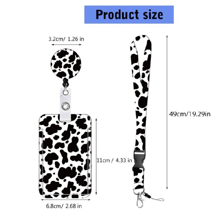 Leopard Print Lanyard with Identity Card Holder Retractable Badge Reel Card Holder with Removable Lanyard for Office