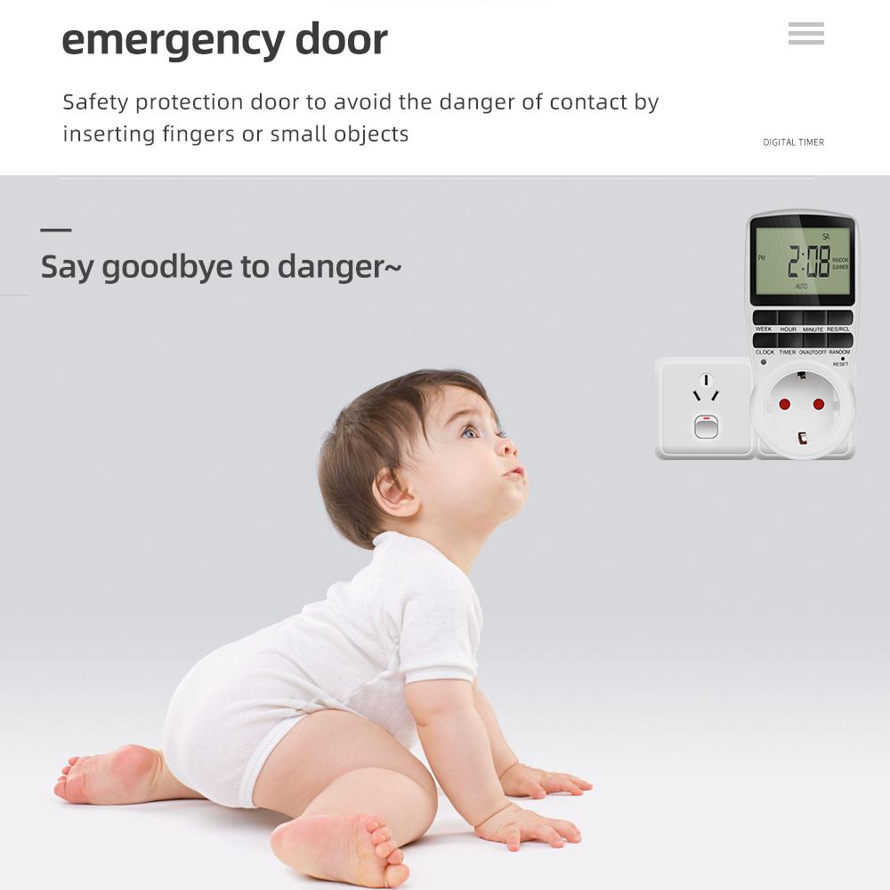 Electronic Digital Timer Switch EU FR BR Plug Kitchen Timers 230V 7 Day12/24 Hour Programmable Control Timing Socket Outlet3