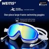 Unisex Large Frame Waterproof Anti-Fog Swimming Goggles with Earplugs