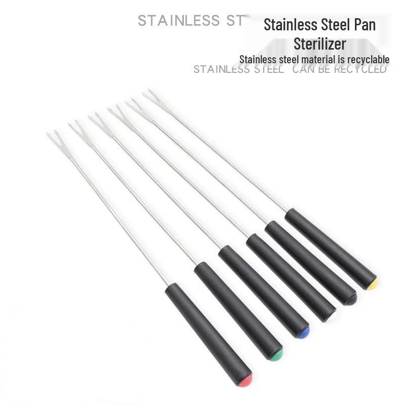 Stainless Steel Retractable Dessert Fork with Plastic Handle for Fondue and Cake 1 Random Color (Non-Retractable)