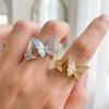 Enamel Butterfly Open Ring Elegant Finger Jewelry Gifts for Women Butterfly Zircon Ring  Girls