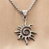 Silver Color Spiral Vortex Sun Pendant Long Chain Necklace For Women Men Punk Rock Charm Hip Hop Vintage Grunge Goth Accessories