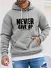 Maroon Inspirational Print Hoodie Casual Polyester Sweatshirt with Pocket for Urban Walks Outdoor Activities Streetwear Hoodie