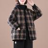 FASHION 2024 new warm cotton-padded clothes Korean version loose and thin hooded casual women's large size plaid short coat Clothes