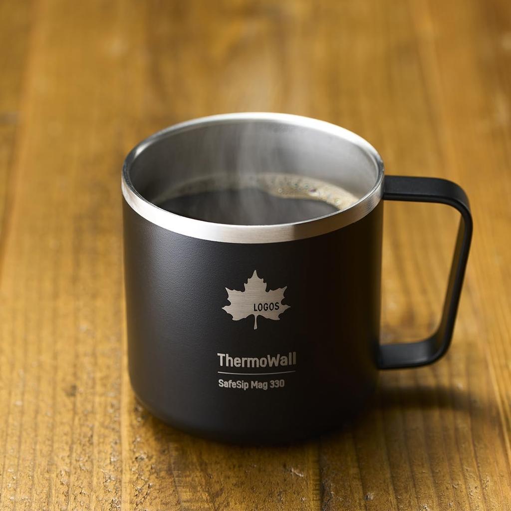LOGOS ThermoWall Vacuum Insulated Mug 330ml Ice Gray 81286182 Camping Mug Bottle Slim Design Lightweight Keeps Drinks Hot or Cold Direct Drinking