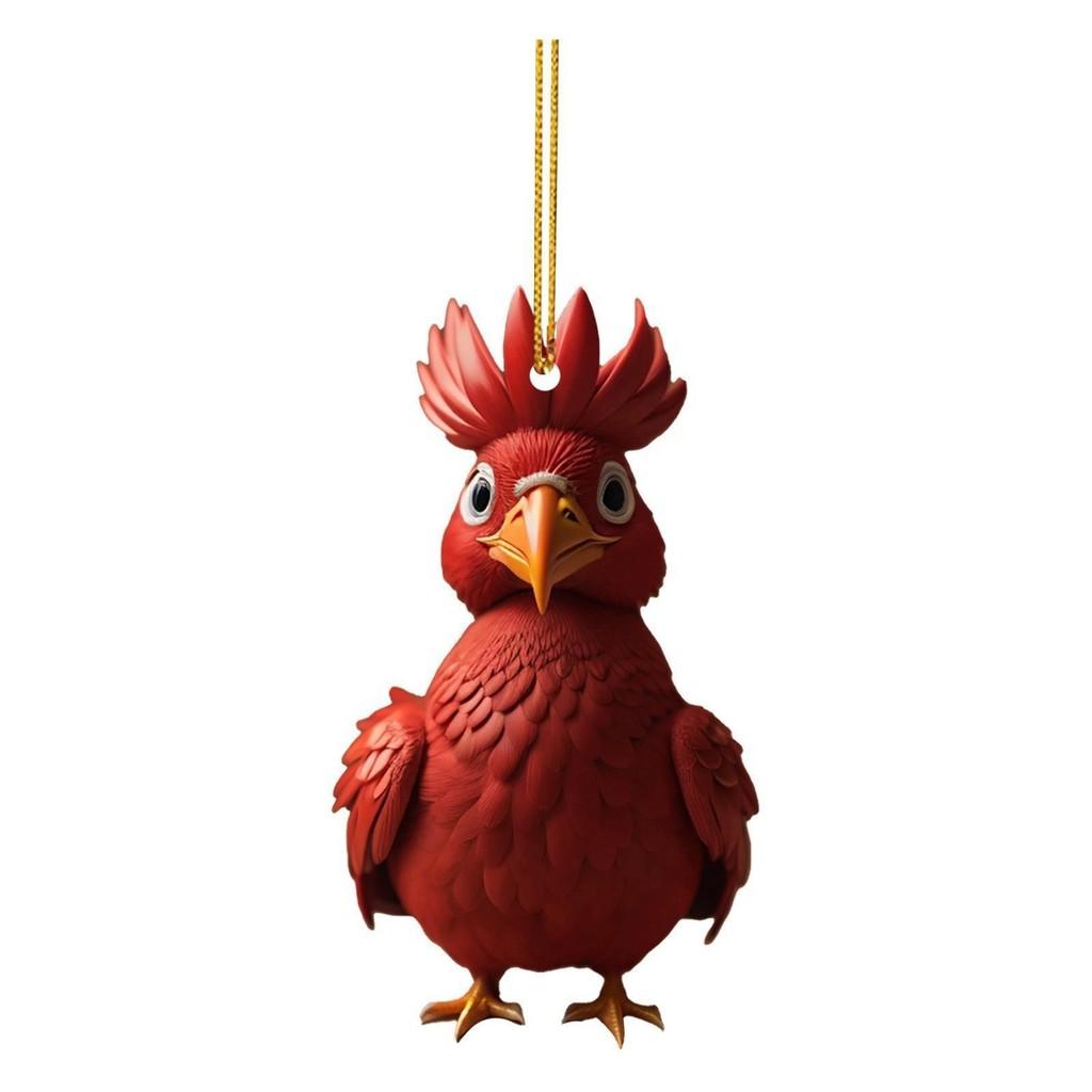 Acrylic Christmas Festive Chicken Car Charm Perfect For Enhancing Holiday Atmosphere Home