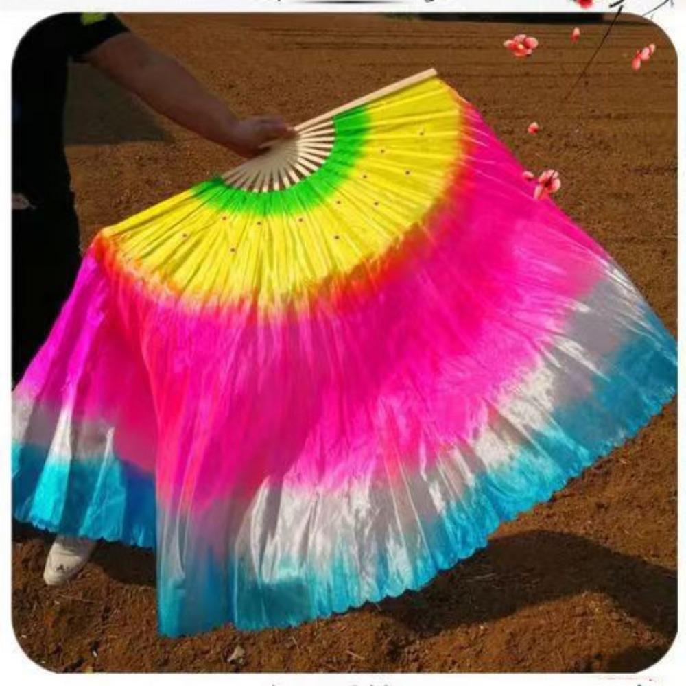 Colorful Kids Children Bamboo Fans 36cm Bamboo Hand Dye Adults Fan Veil Pairs Yangko Dance Tools