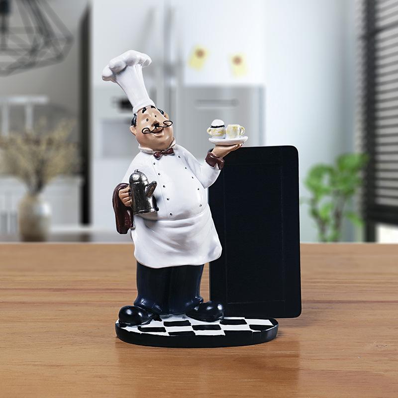 

Fashionable Chef Message Board Ornament - Resin Craft for Catering, Shop & Hotel Decor