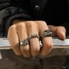 Vintage Hexagram Ring Set for Men Hip Hop Fashion Personality Rings Trendy Hand Accessories