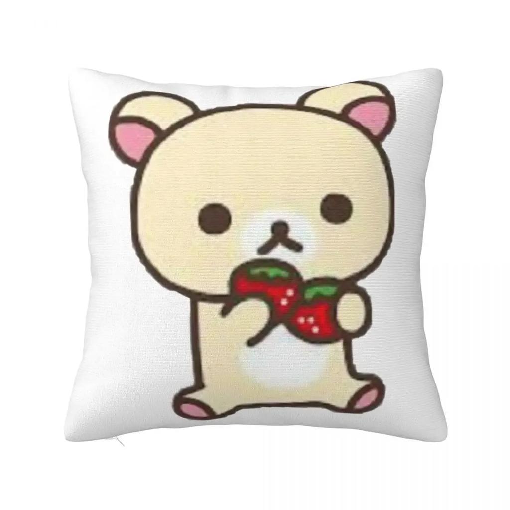 Rilakkuma Strawberries Square Pillow Case Polyester Cushions for Sofa Animal Bear Creative Cushion Covers