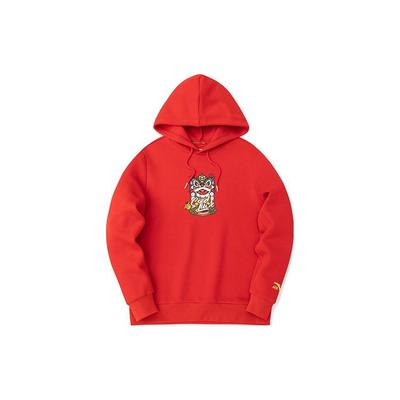 Anta Lion Head Embroidery Casual Hoodie Unisex Tops Red 152318713-1