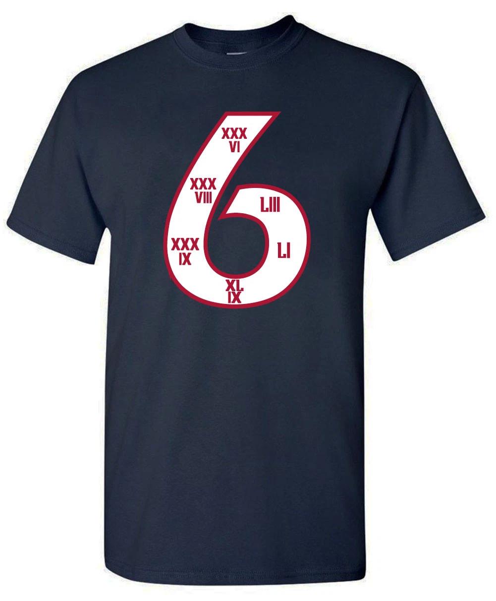 Tom Brady New England Patriots 6 Super Bowls Champions T-Shirt L