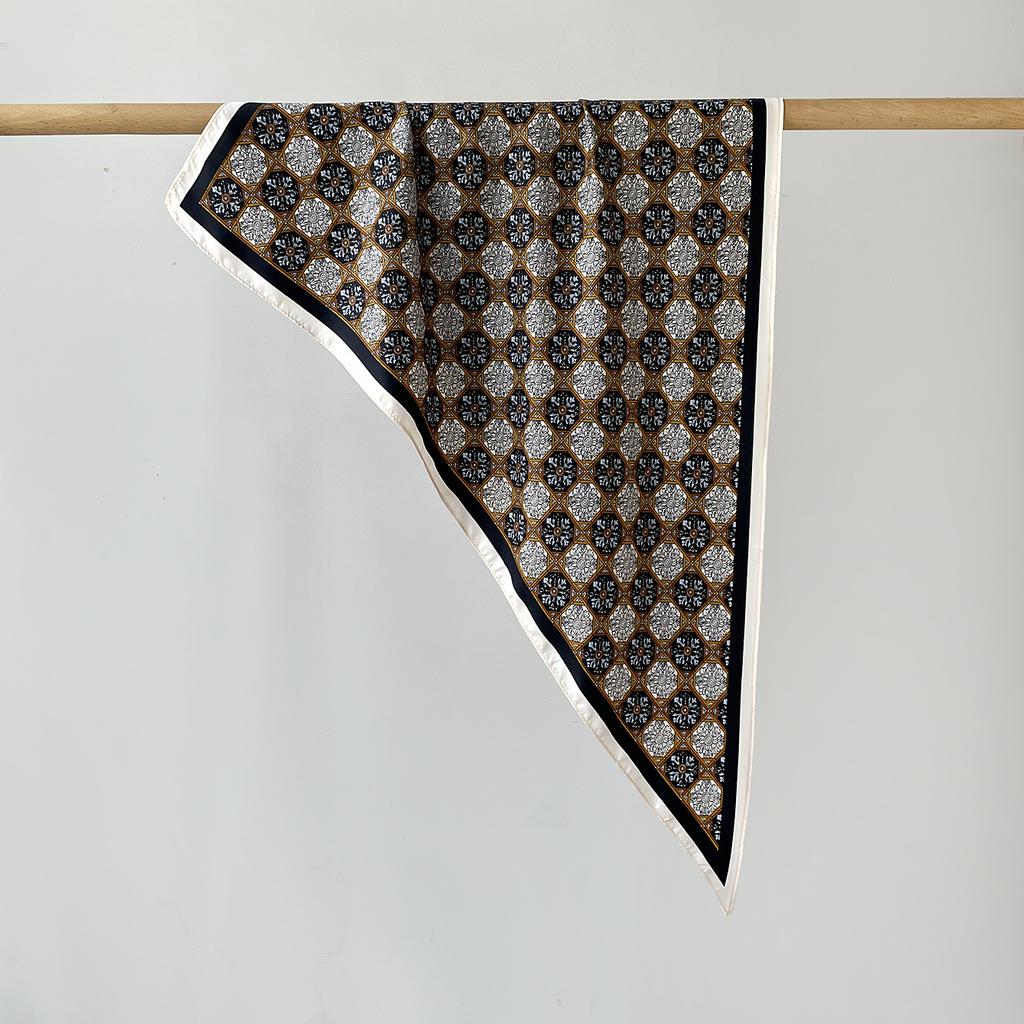 Twill Light Luxury High Sense Simulation Silk Headscarf Waist Triangle Scarf Silk Scarf Multi-Function