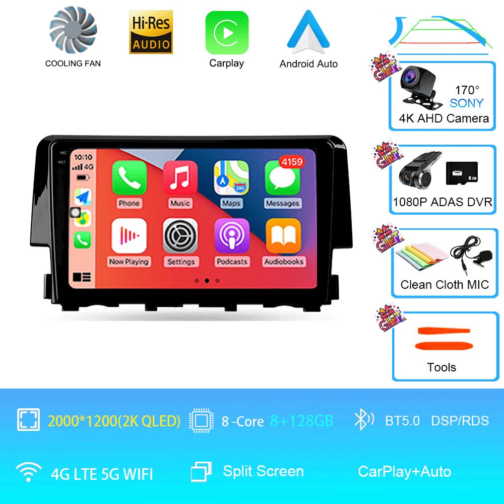 Car Radio 9 Inch Navigator For Honda Civic 2015-2022 Multimedia Video Player GPS Navigation Stereo CarPlay Android14 Bluetooth