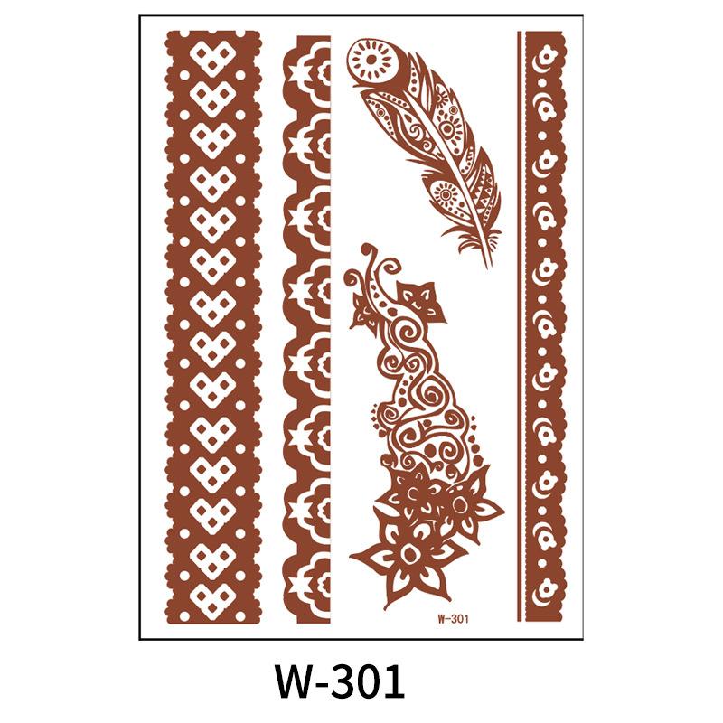 Indian Lace Tattoo Sticker Reddish-Brown Waterproof Tattoo Sticker
