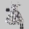 Girls' Fashion Dress Summer Children's Elegant Printed Spaghetti Strap Halter Neck Waist-cinched Dress