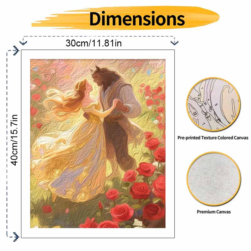 Disney oil painting handmade diy Beauty and the Beast romantic dance floral rose landscape gifts home decorations