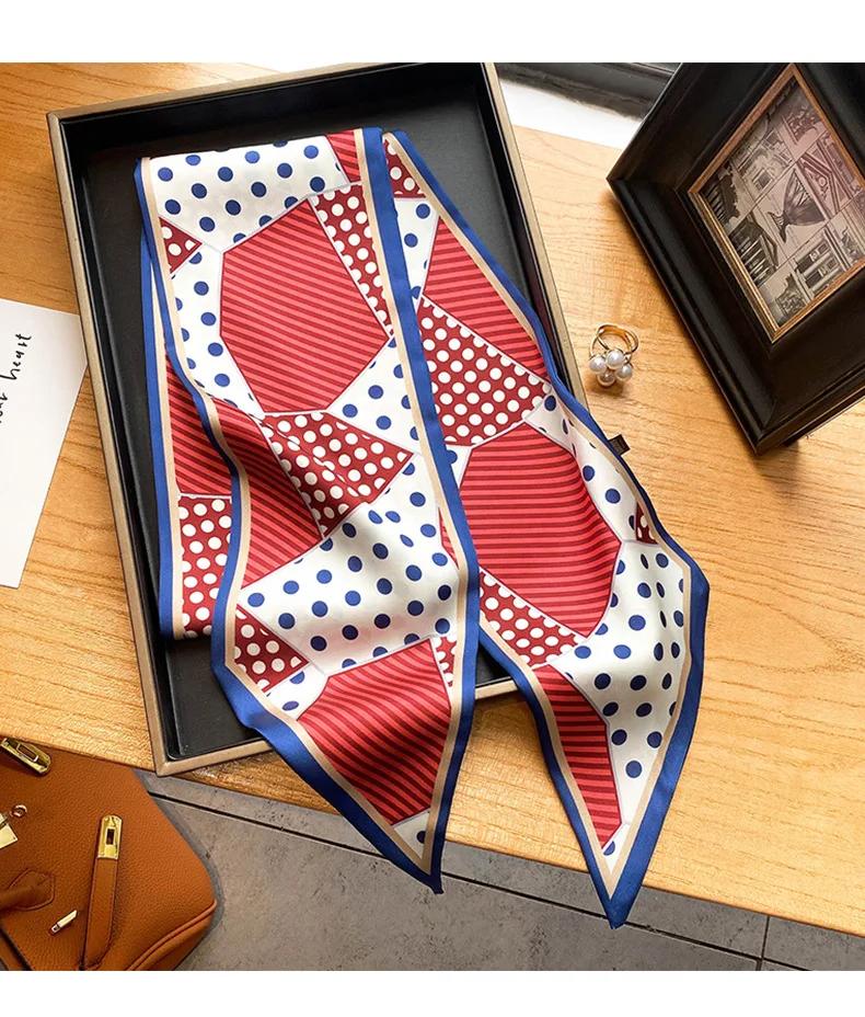 Long Silk Scarf Bag Tie Lady Neck Skinny Scarves Hairband Foulard Horse Print Brand Lady Neckerchief Ribbon  Spring New