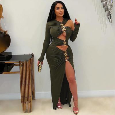Women's Fashionable Tight-fitting Dress Sexy Cutout Slit Dress Dress