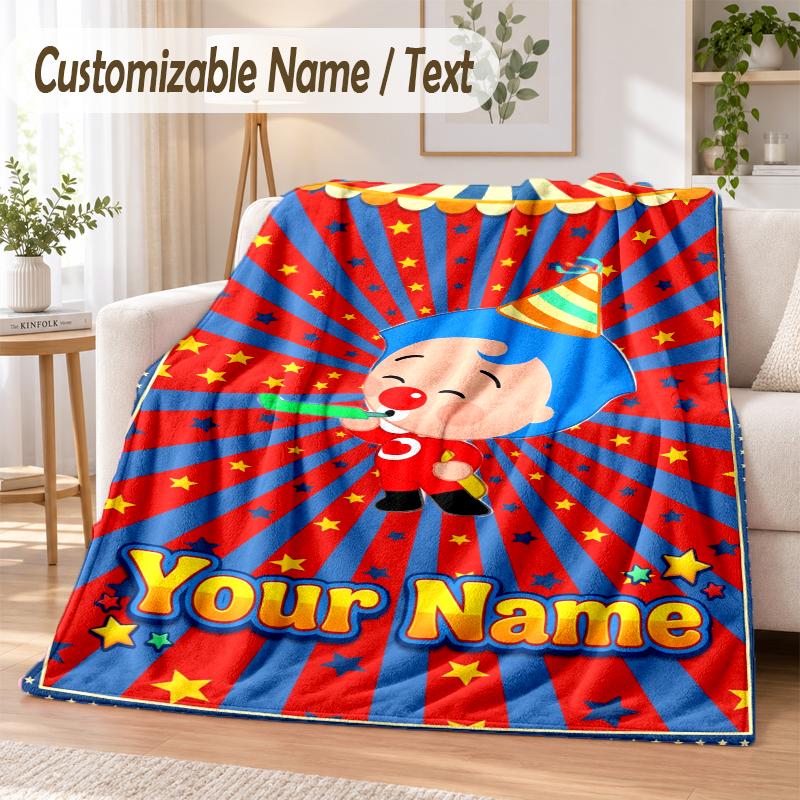 El Payaso Plim Plim Custom Name Flannel Throw Blanket Soft Warm for Sofa Bed Indoor Home Use