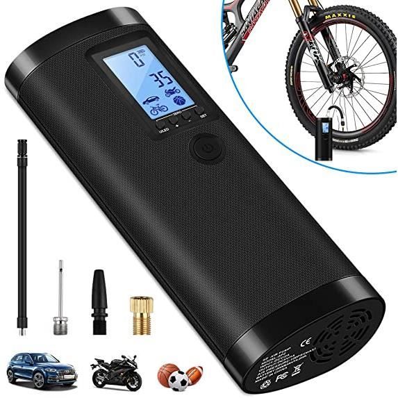 VEEAPE Mini Compresseur Pneumatique Rechargeable 100PSI -Electrique -Pompe à air -Grand Ecran LCD - Lampe LED