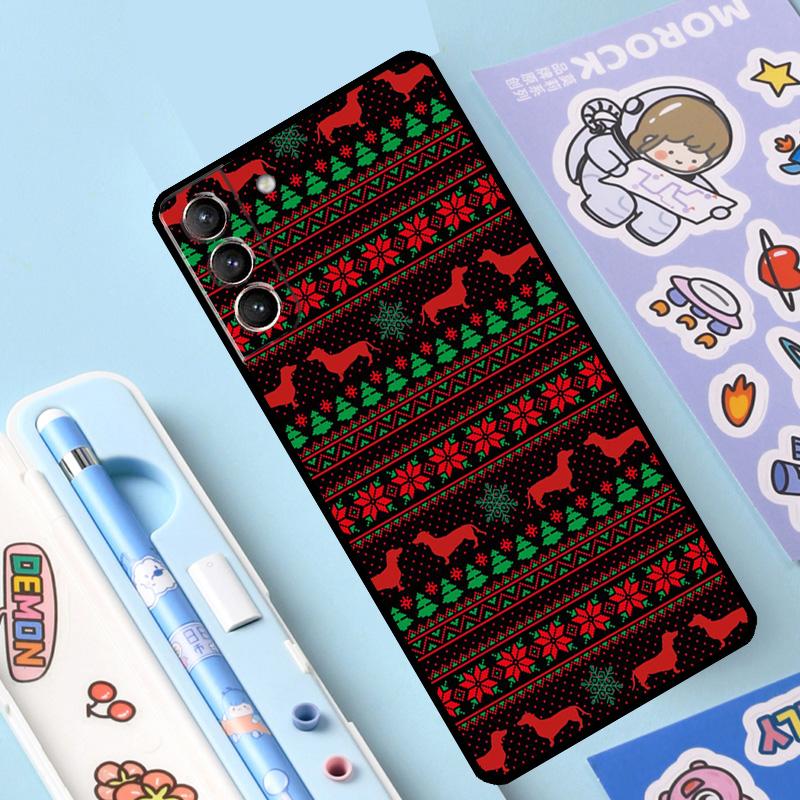 Dachshunds Christmas Sweater Pattern Case For Samsung Galaxy S23 S22 S21 Ultra S20 FE S9 S10 Note 10 Plus Note 20 Ultra Cover Galaxy S23