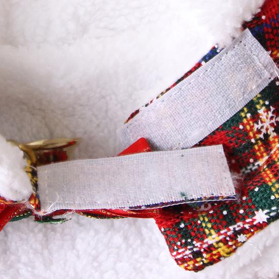 Pet Scarf Christmas Plaid Bowknot Bells Decor Plush Lining Lace-up Cat Dog Collar Holiday-themed Pet