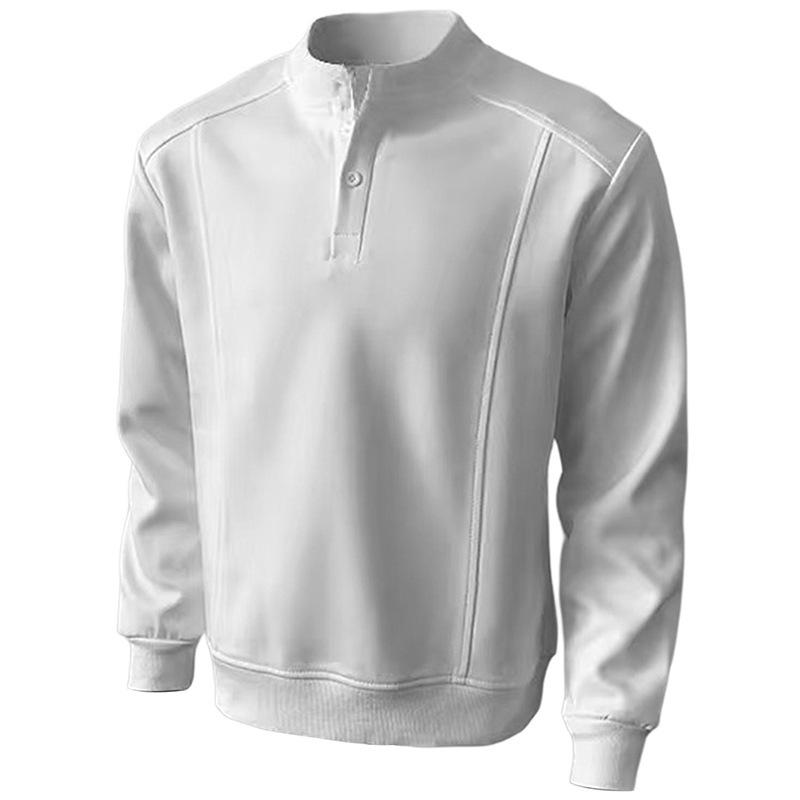 Men's Stand Collar Henley Sweatshirt Casual Long Sleeve Button Pullover Top