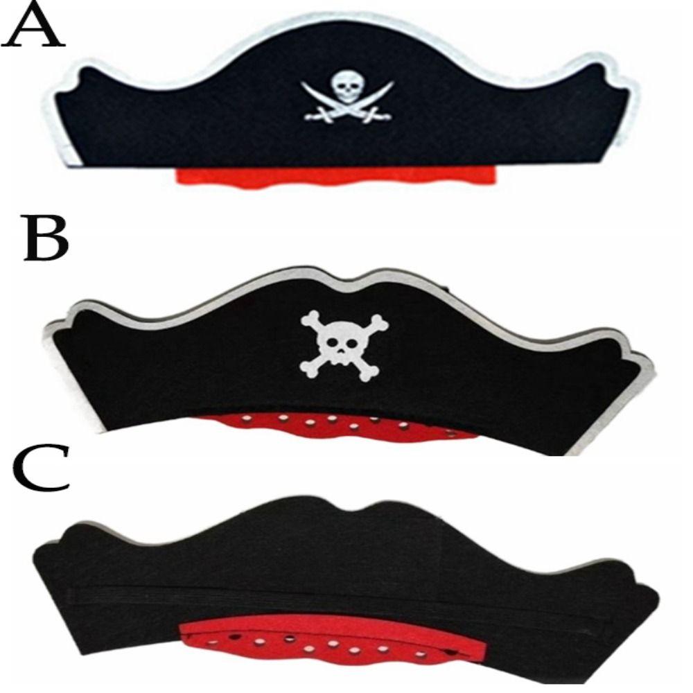 5 Stück Partyzubehör Schwarzer Filz Piratenhut Horror Cosplay Requisite Totenkopf Piratenkapitän Mütze Cosplay