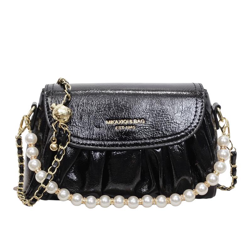 OGAR Chic Pearl Pleated Cloud Crossbody Bag