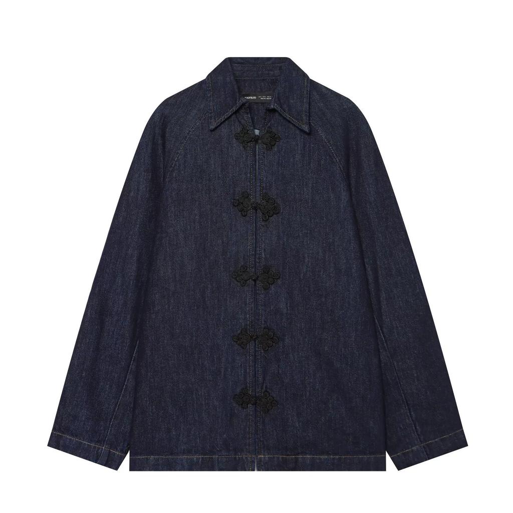 New, lapel-to-placket design three-dimensional denim jacket 5216079