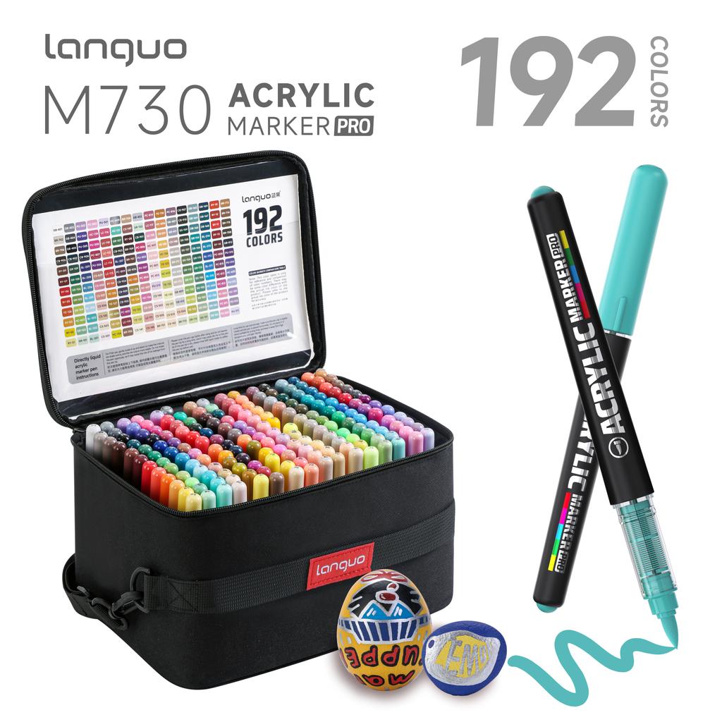 LANGUO 192Colors Direct Liquid Acrylic Marker Pens Set with Protable Bag Stackable Student DIY Graffiti Drawing Painting Pen PRO