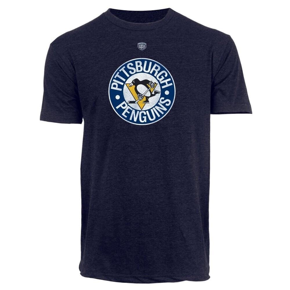 Old Time Hockey Pittsburgh Penguins Briggs Heathered Navy Throwback Logo T-Shirt Unisex T-Shirt