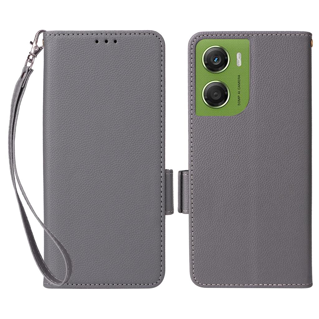For Motorola Moto G06 4G/G06 Power 4G Case Litchi Texture Wallet Leather Phone Cover with Wrist Strap