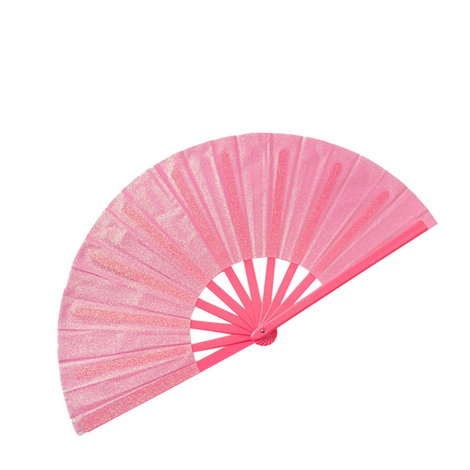 

Large Folding Hand Fans with Glitter Clack Handheld Fan for Party Festival Concert or Home Decoration рожевий