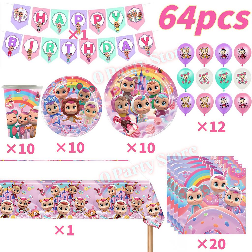 Cry Babiesed Birthday Party Decorations Tableware Plate Cup Balloon 1St Year Boy Girl Birthday Decor Baby Shower Supplies Gifts