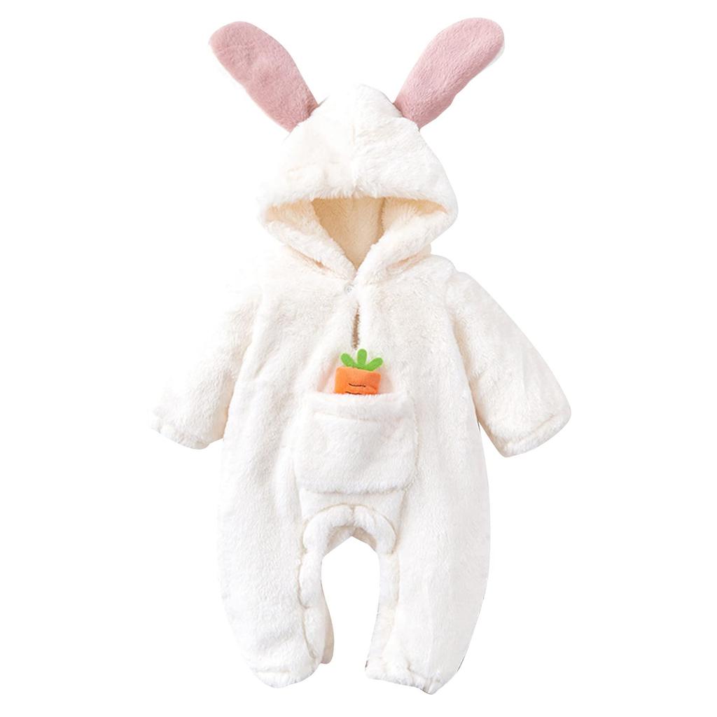Cold Hooded Fluffy Winter Rabbit Baby Baby Shower Girl 100th Day Present [Famuka] Coveralls, Weather, Rompers, Jumpsuits, Costumes, Costumes, Clothes,
