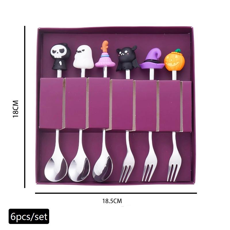 Halloweenské nádobí Nerezová kávová lžička Halloweenská dezertní lžička Vidlička na ovoce Sada nádobí pro tematickou párty