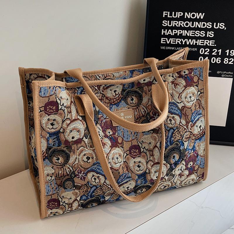 

Летняя женская сумка Женская новая большая вместимость Женская холщовая сумка для поездок на работу Принтованная ручная сумка-тоут Сумка через плечо