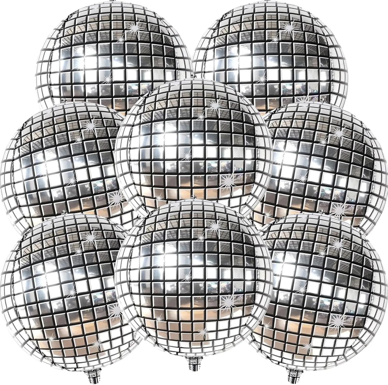 

22 Inch 4D Silver Disco Ball Balloons, 8Pcs Metallic Sphere Disco Balloons for Disco Party Decorations, 70s 80s Party Decoration 2Pcs&22inch серебряный