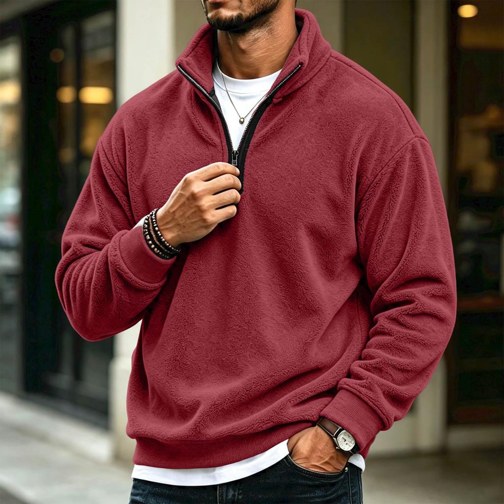 Men's Casual Quarter-Zip Long Sleeve Sweatshirt