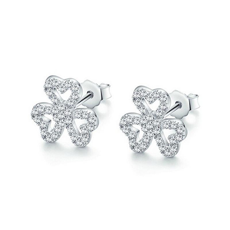 

Серьги-клеверы для женщин, микробриллиантовые цветы, простые полые лепестки, серьги в форме любви, легкие роскошные аксессуары